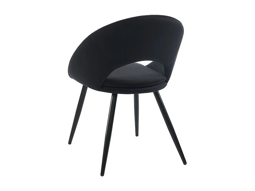 Chaise LEONIE velours noir pieds métal noir
