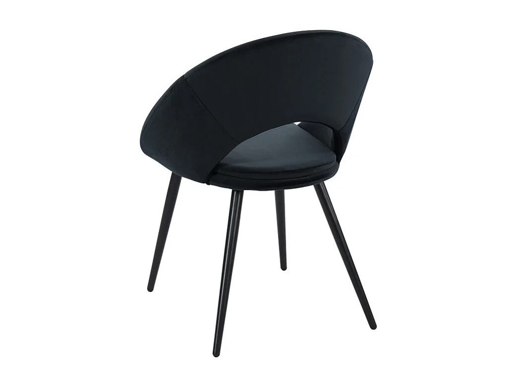 Chaise LEONIE velours noir pieds métal noir
