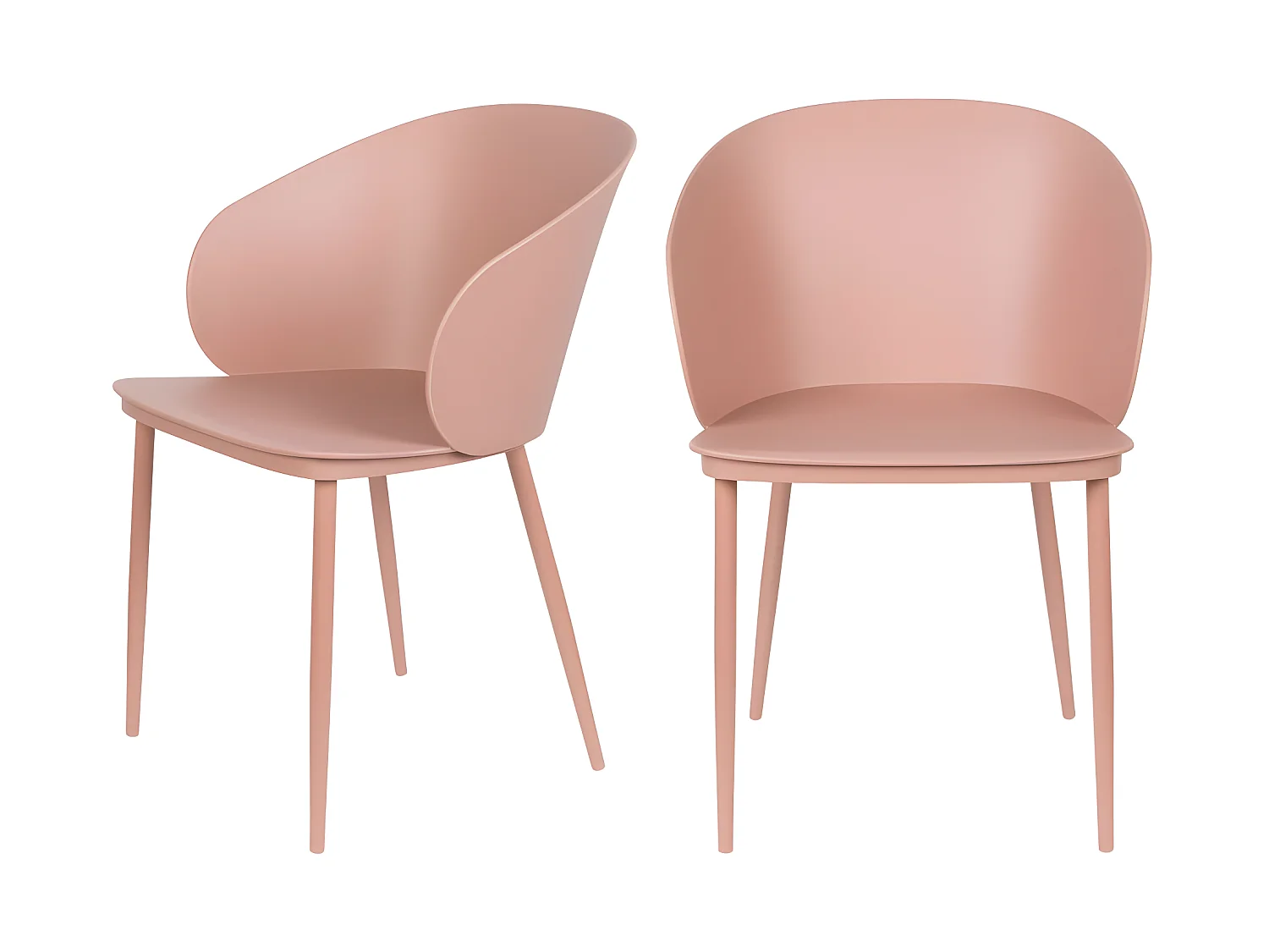 Gigi - Lot de 2 chaises en résine et métal - Rose