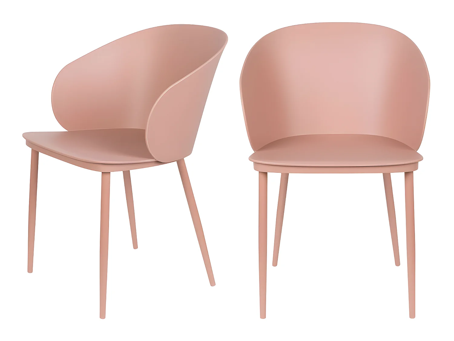 Gigi - Lot de 2 chaises en résine et métal - Rose