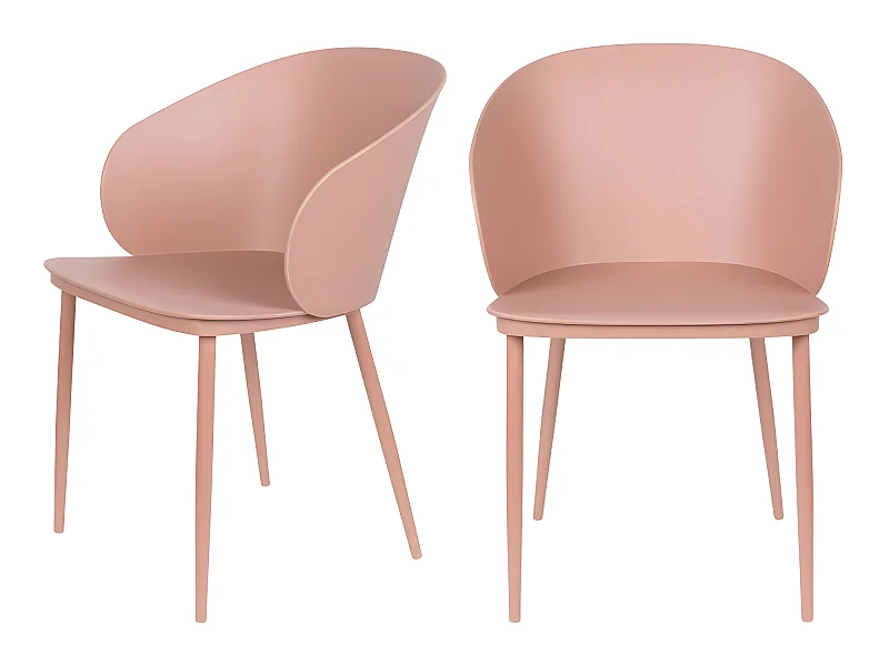 Gigi - Lot de 2 chaises en résine et métal - Rose