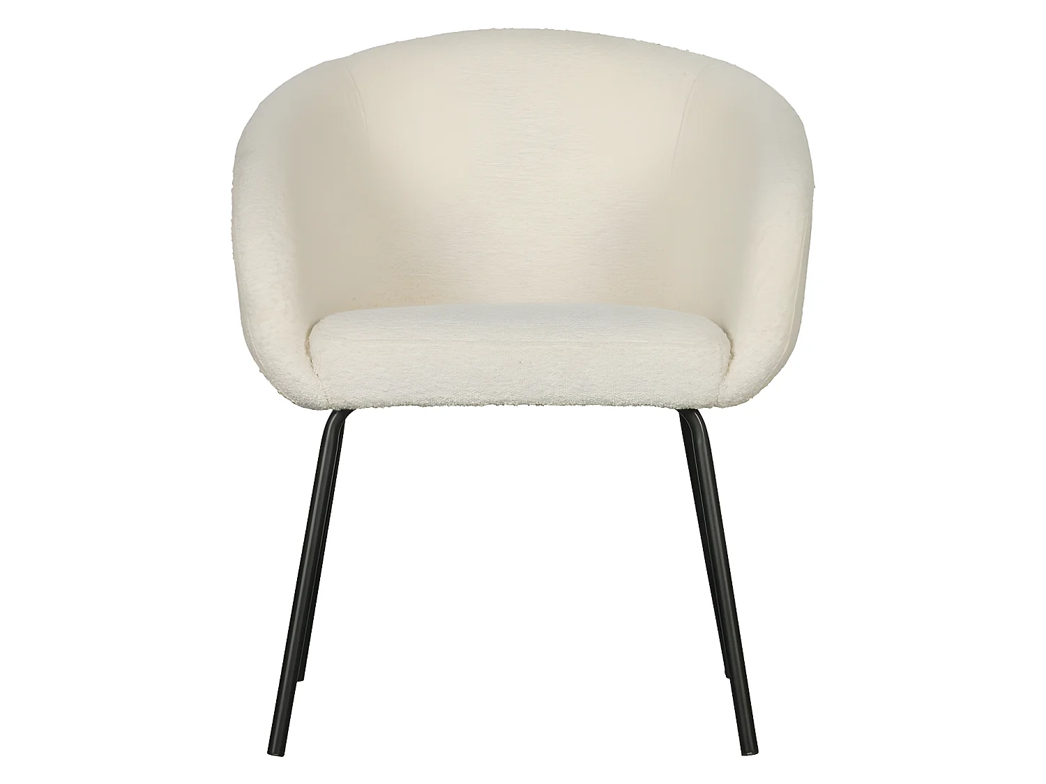 Noelle - Lot de 2 chaises en tissu bouclette et métal - Ecru