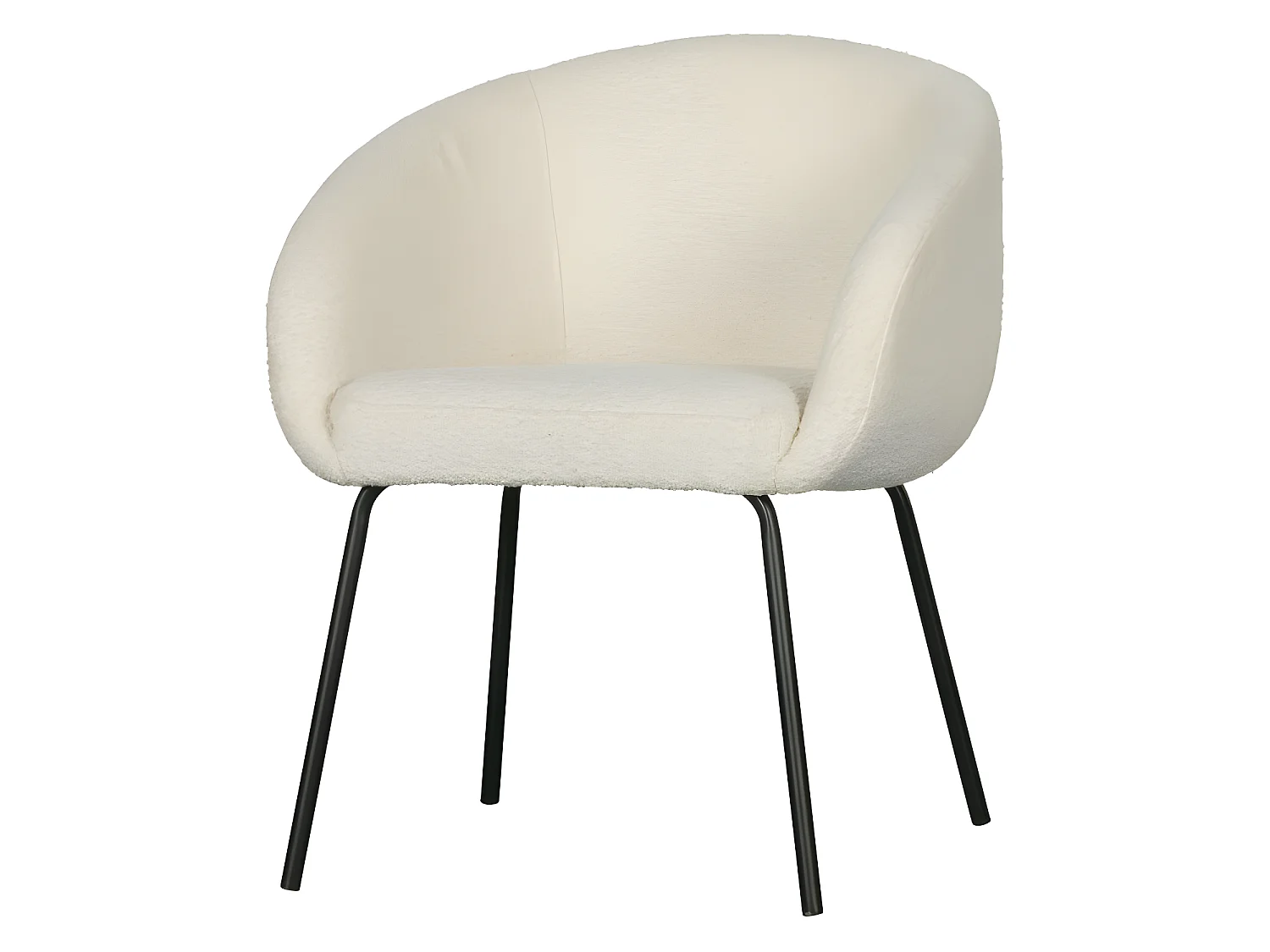 Noelle - Lot de 2 chaises en tissu bouclette et métal - Ecru