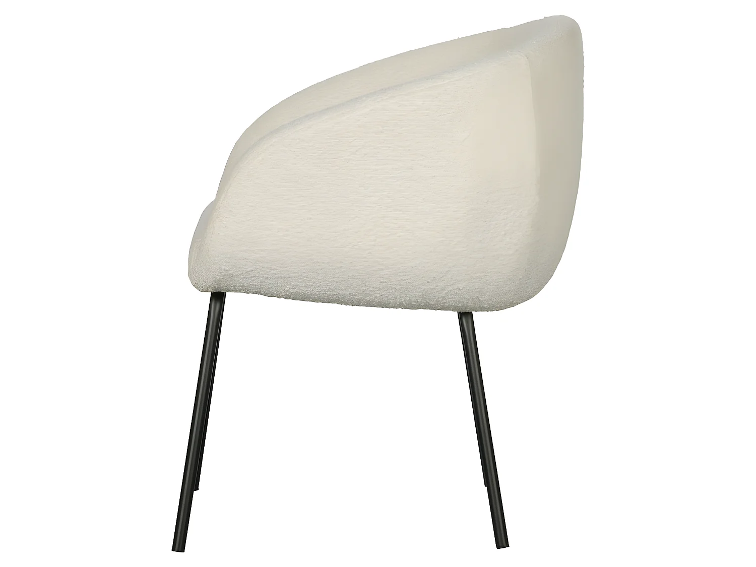 Noelle - Lot de 2 chaises en tissu bouclette et métal - Ecru