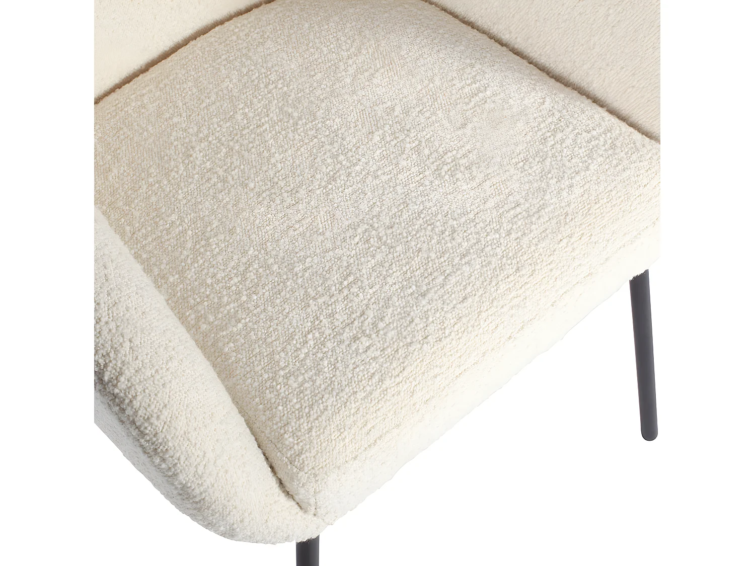 Noelle - Lot de 2 chaises en tissu bouclette et métal - Ecru