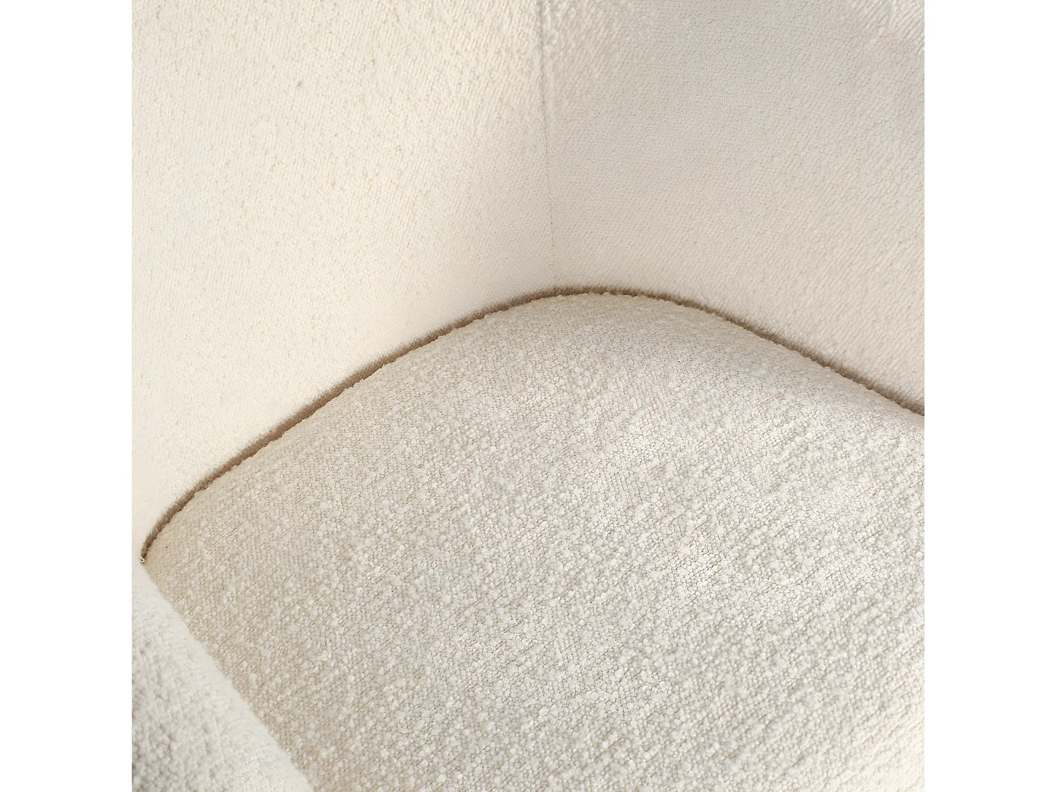 Noelle - Lot de 2 chaises en tissu bouclette et métal - Ecru