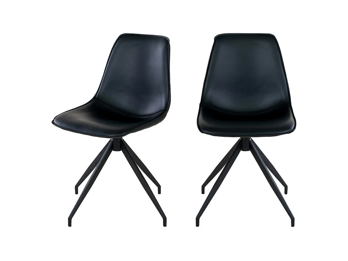 Monaco - Lot de 2 chaises en simili et métal - Noir