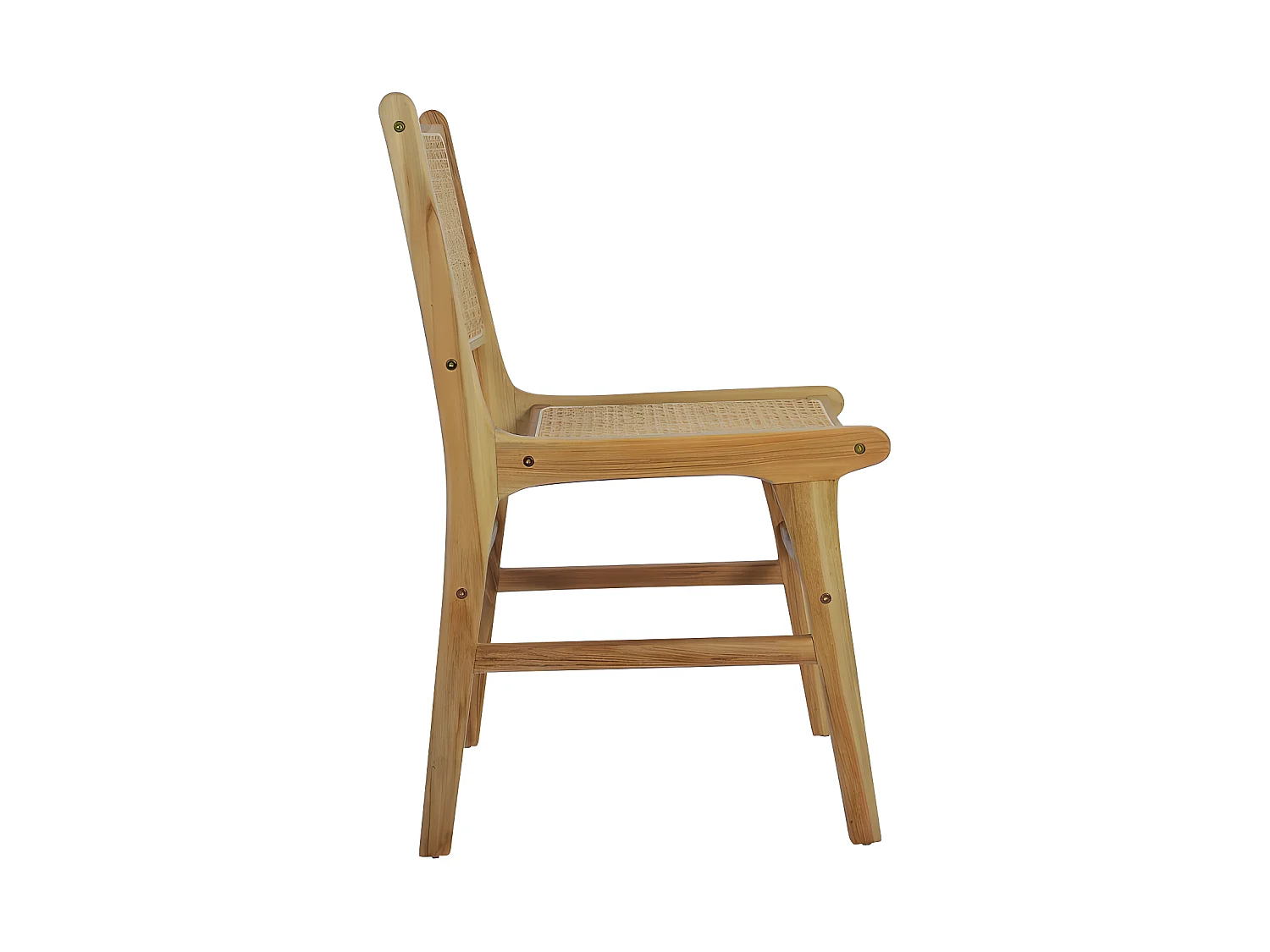 Basuki - Lot de 2 chaises en teck et cannage - Bois clair