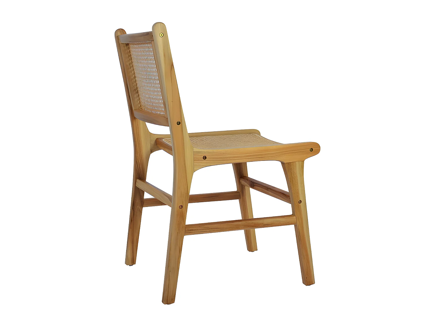 Basuki - Lot de 2 chaises en teck et cannage - Bois clair