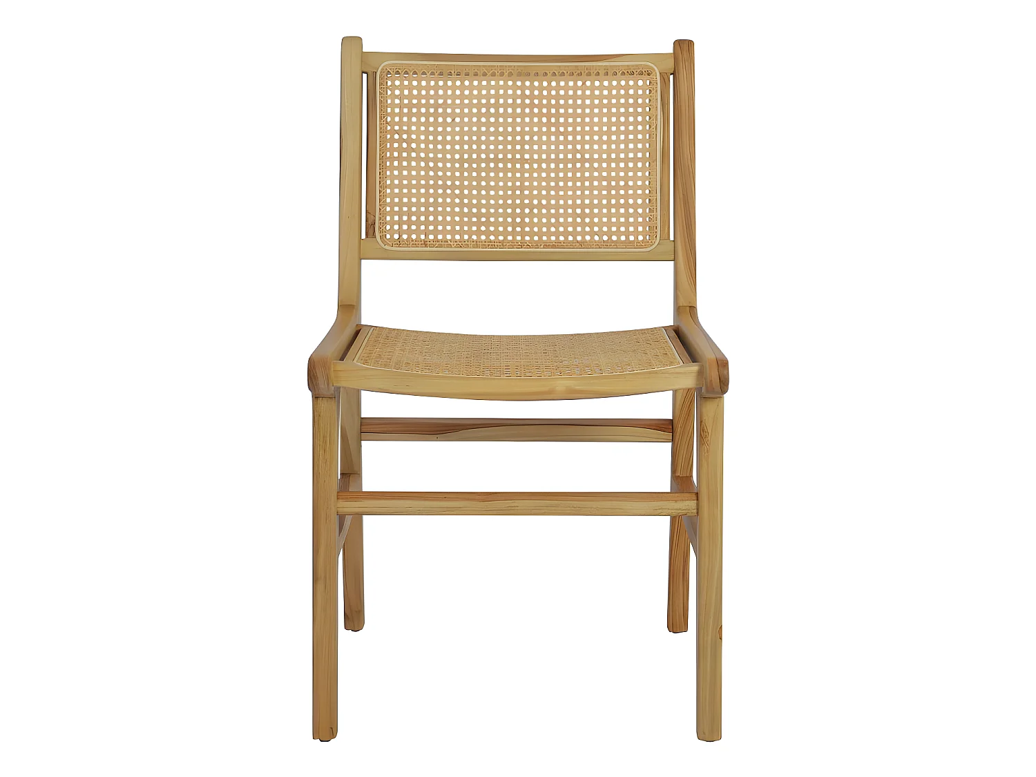 Basuki - Lot de 2 chaises en teck et cannage - Bois clair