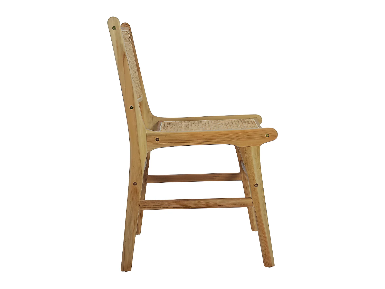 Basuki - Lot de 2 chaises en teck et cannage - Bois clair