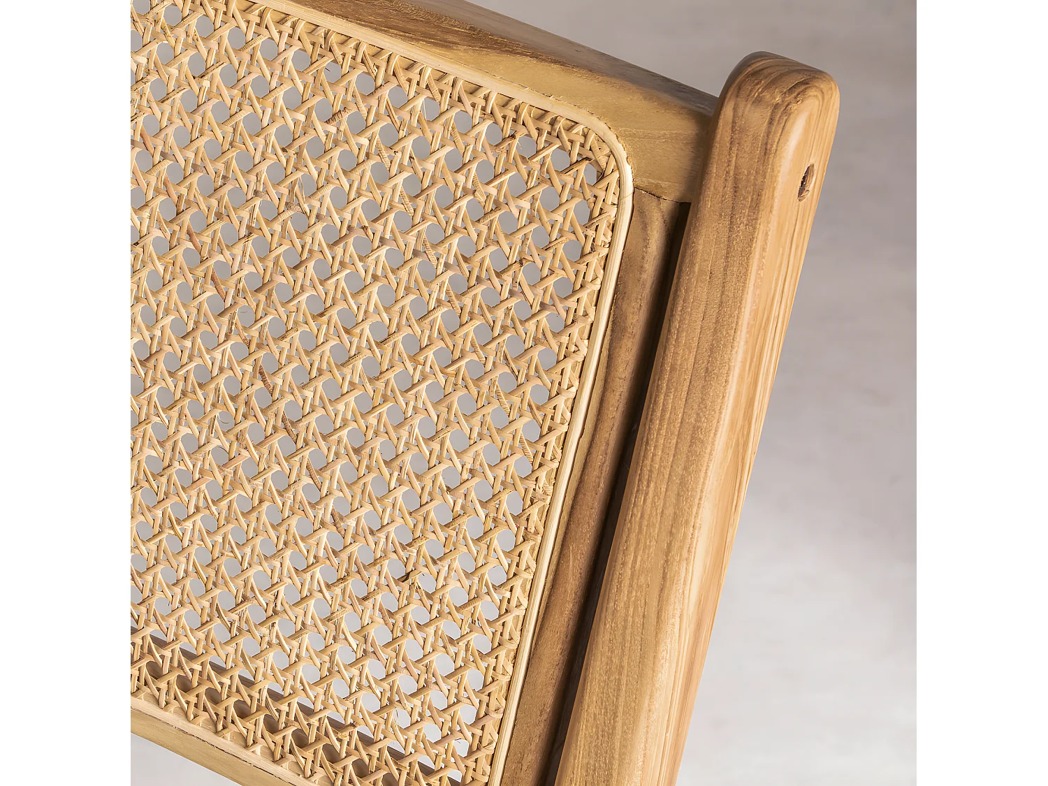 Basuki - Lot de 2 chaises en teck et cannage - Bois clair