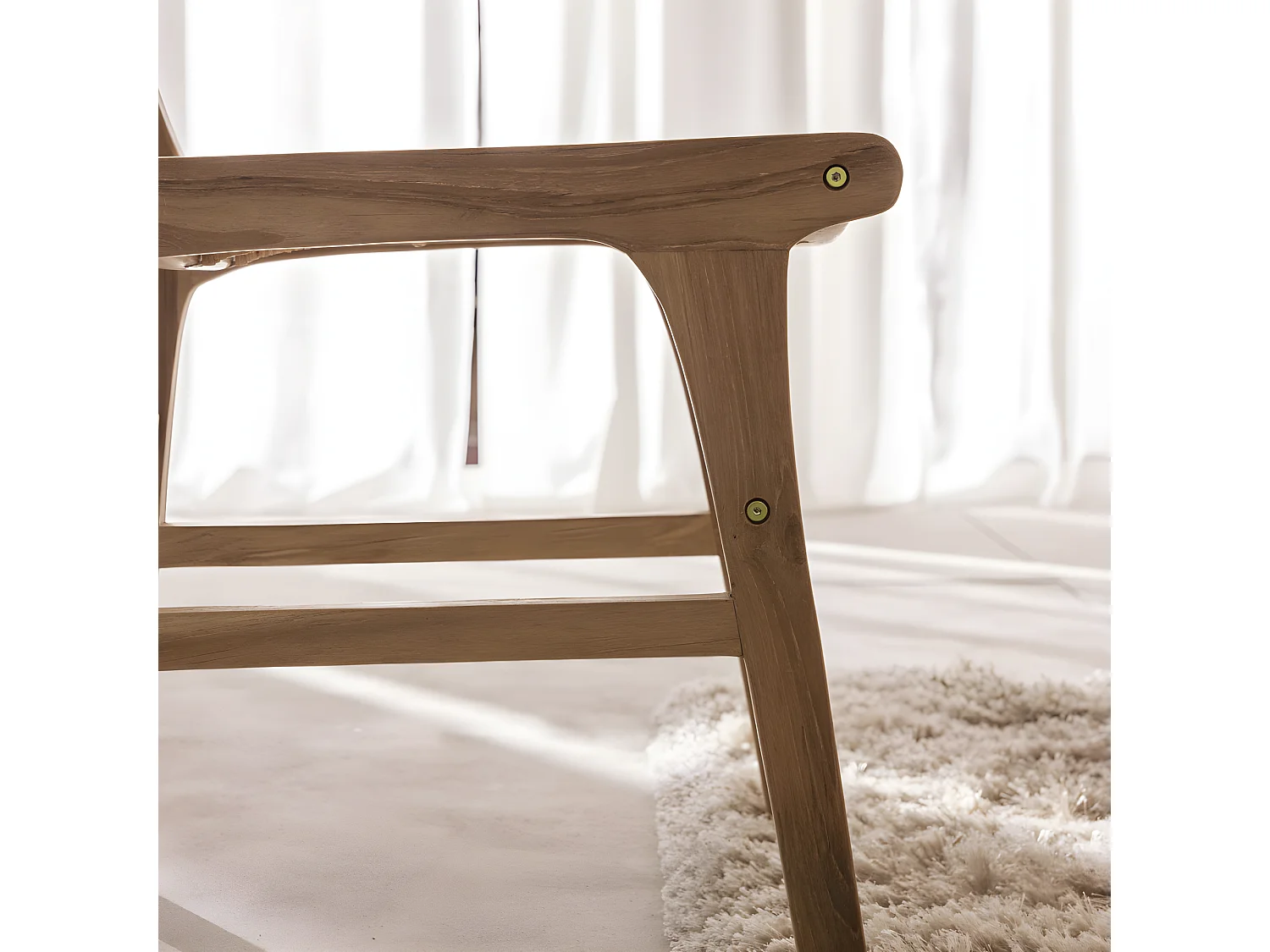 Basuki - Lot de 2 chaises en teck et cannage - Bois clair