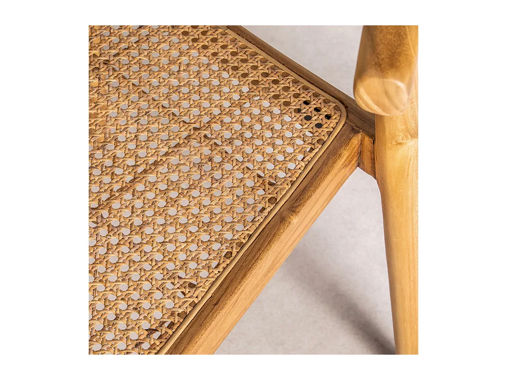 Bunga - Lot de 2 chaises en teck et cannage - Bois clair