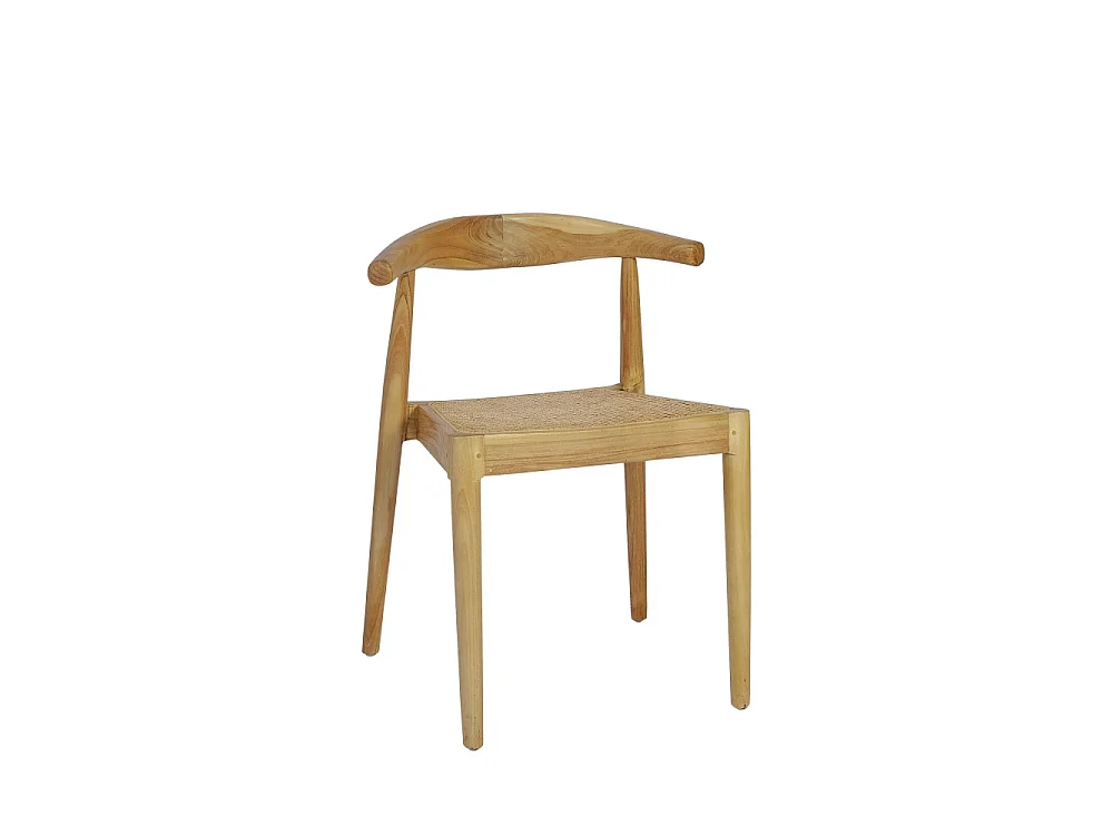 Bunga - Lot de 2 chaises en teck et cannage - Bois clair