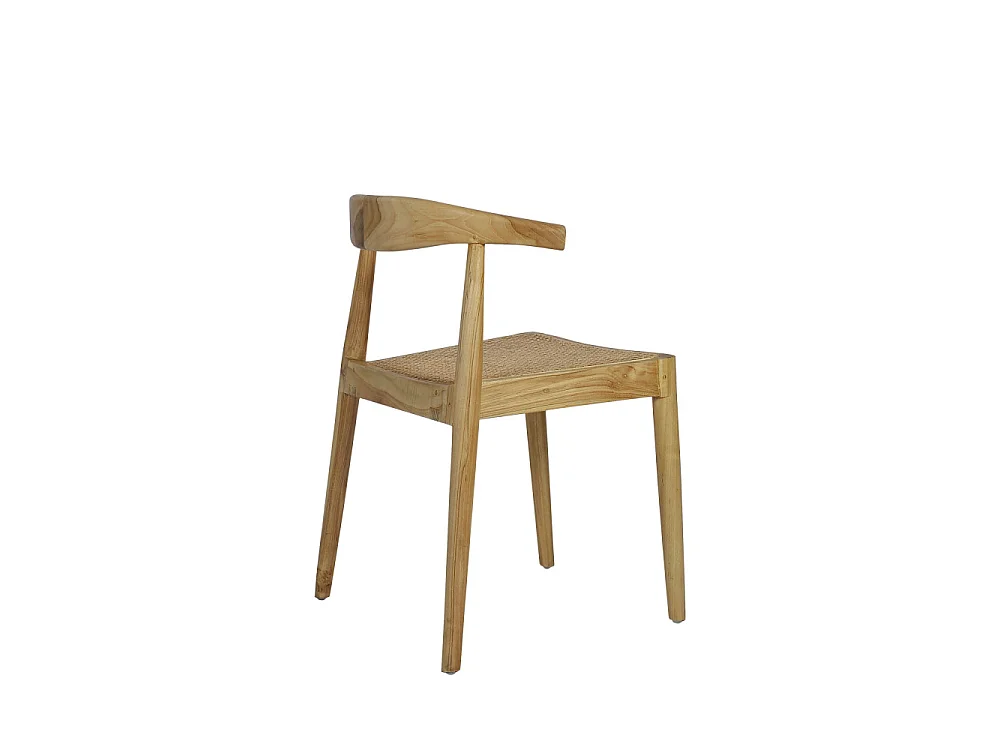 Bunga - Lot de 2 chaises en teck et cannage - Bois clair