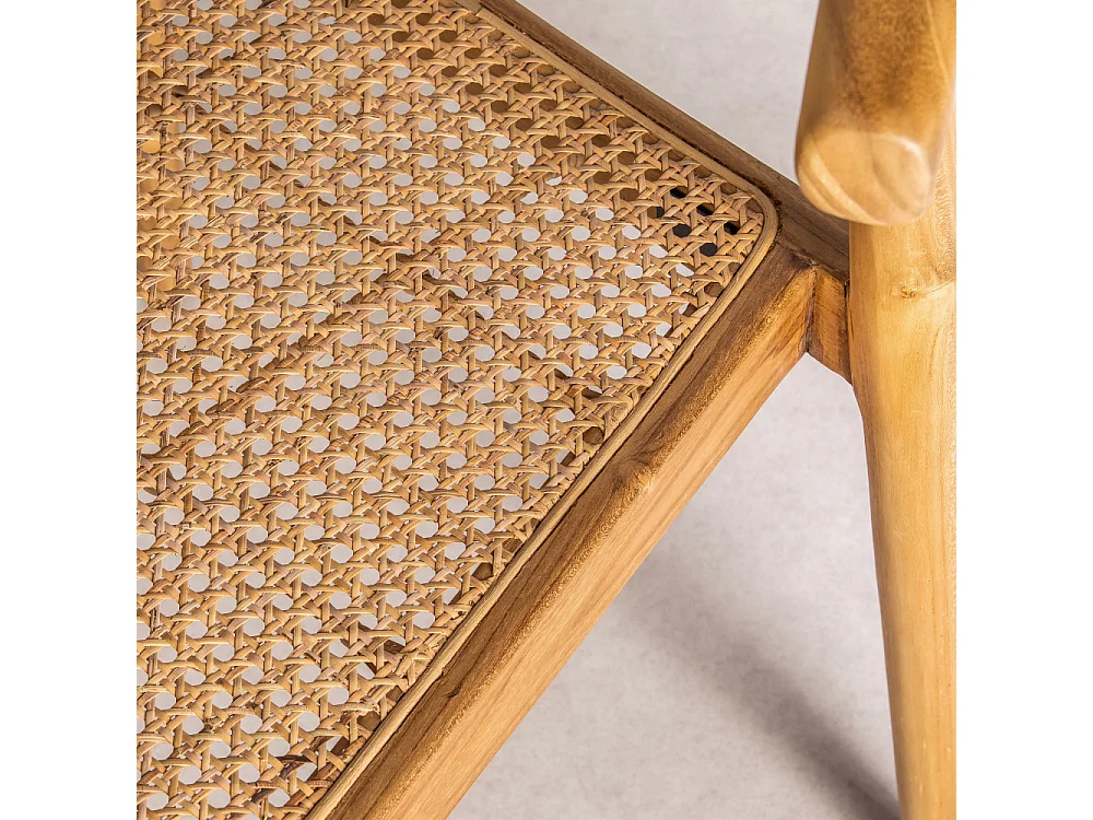 Bunga - Lot de 2 chaises en teck et cannage - Bois clair