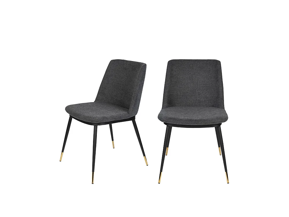 Lionel - Lot de 2 chaises en tissu et métal - Couleur - Gris foncé