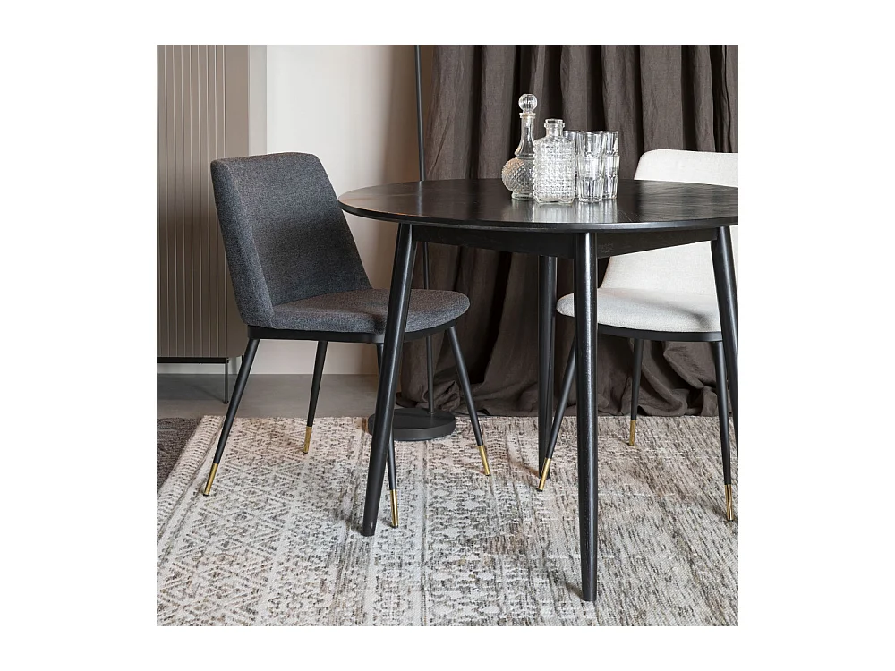 Lionel - Lot de 2 chaises en tissu et métal - Couleur - Gris foncé