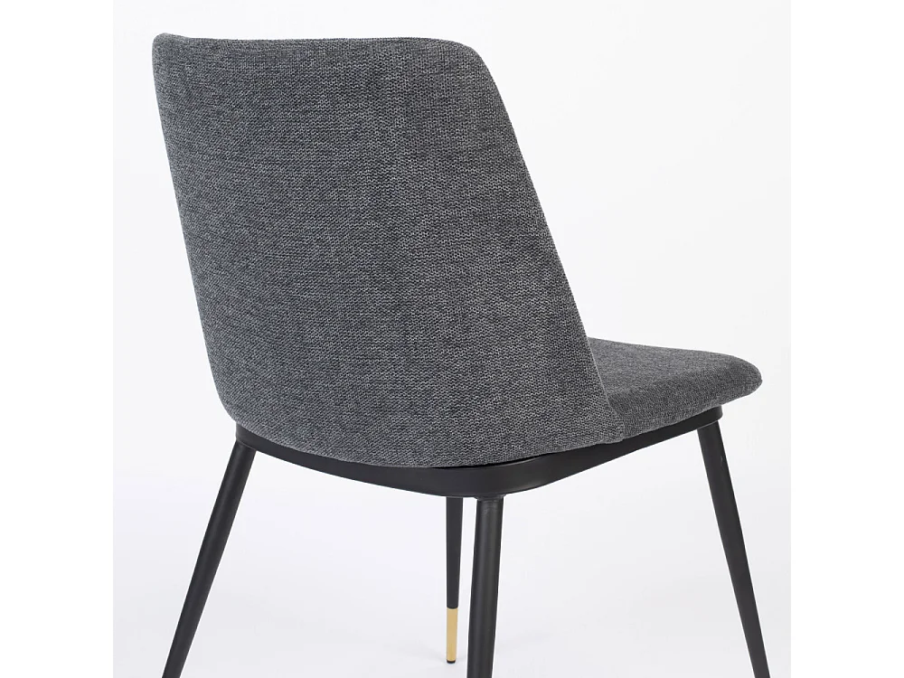 Lionel - Lot de 2 chaises en tissu et métal - Couleur - Gris foncé