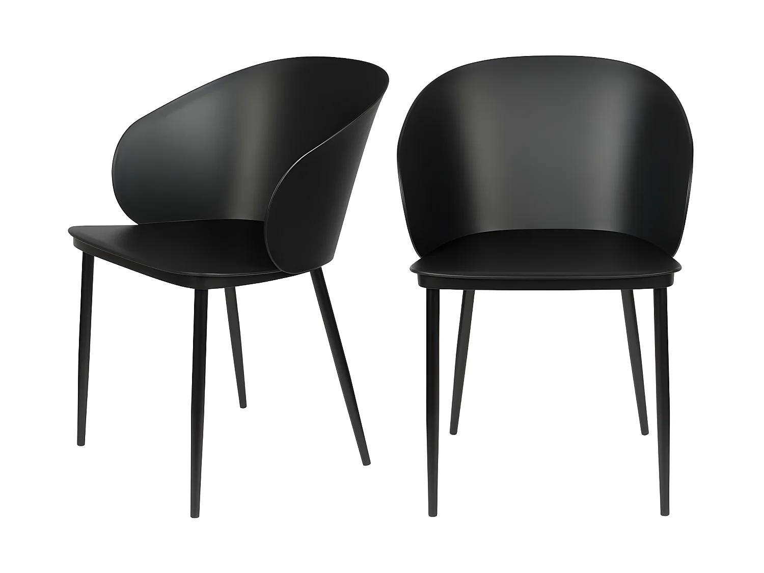 Gigi - Lot de 2 chaises en résine et métal - Noir