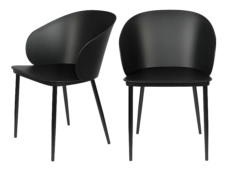 Gigi - Lot de 2 chaises en résine et métal - Noir