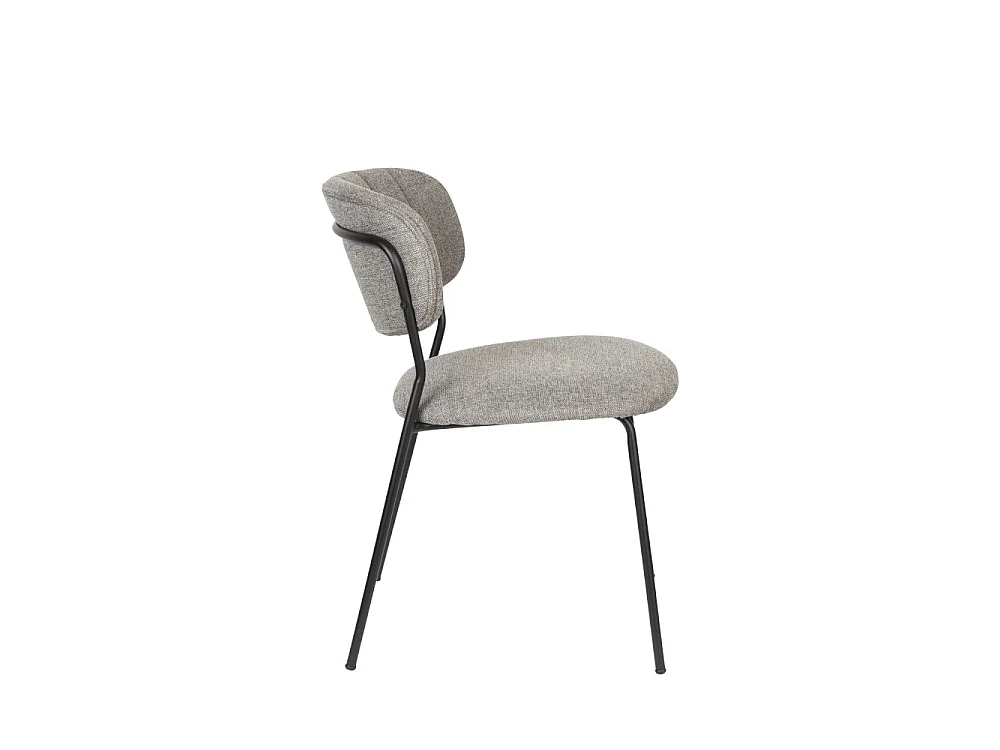 Jolien - Lot de 2 chaises en tissu et métal pieds noirs - Gris