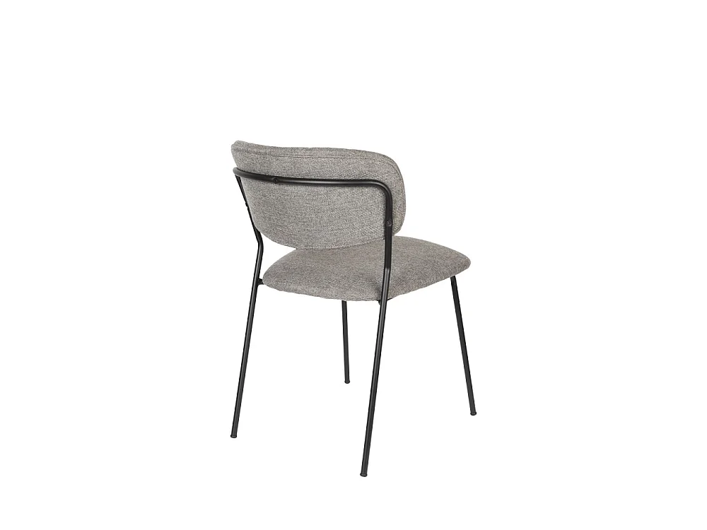 Jolien - Lot de 2 chaises en tissu et métal pieds noirs - Gris