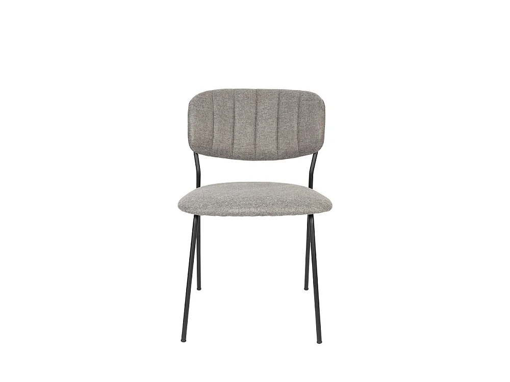 Jolien - Lot de 2 chaises en tissu et métal pieds noirs - Gris