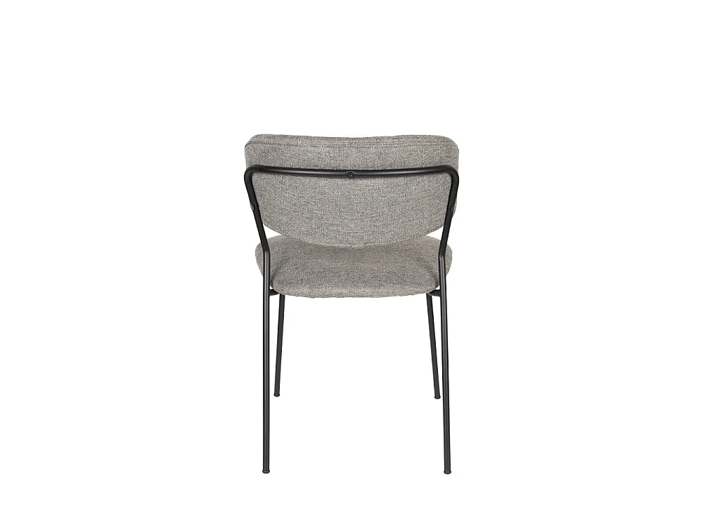 Jolien - Lot de 2 chaises en tissu et métal pieds noirs - Gris