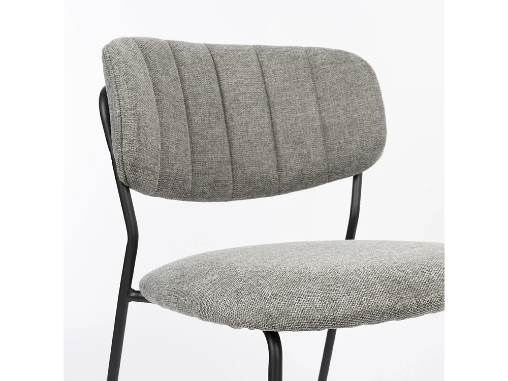 Jolien - Lot de 2 chaises en tissu et métal pieds noirs - Gris