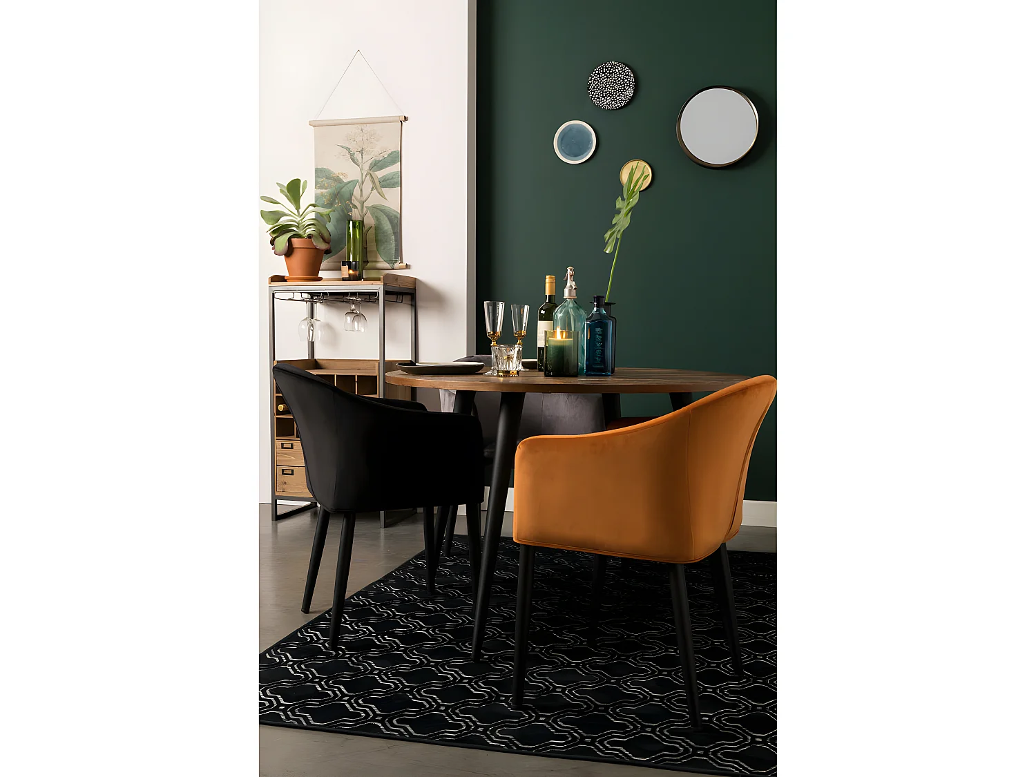 Catelyn - Fauteuil de table design en velours - Orange