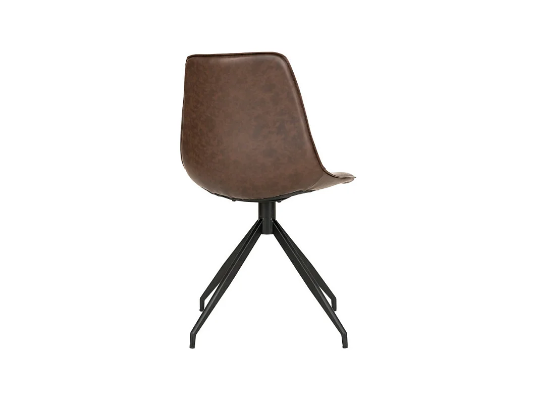 Silla de comedor de cuero sintético con pivote de color marrón oscuro con pies negros