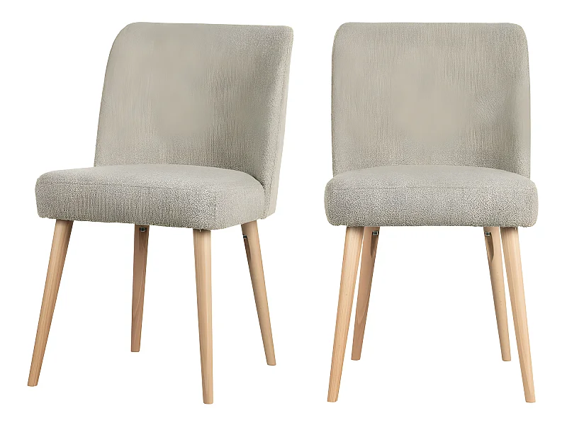 Force - Lot de 2 chaises en tissu bouclé - Beige