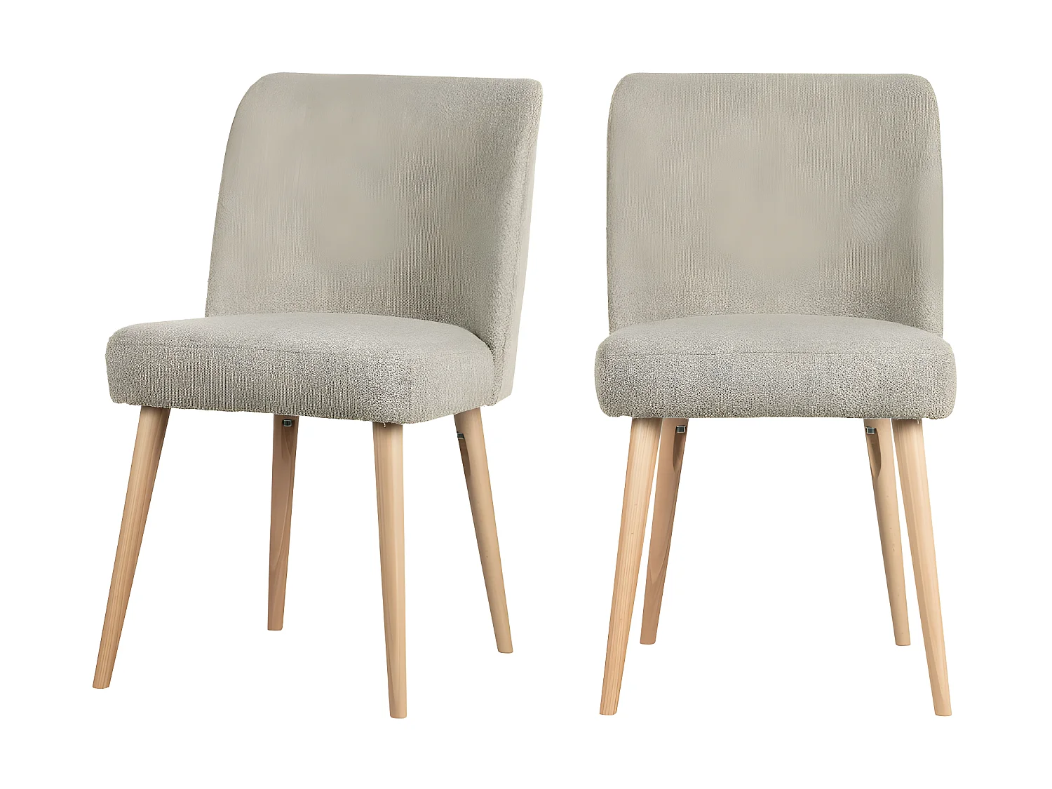 Force - Lot de 2 chaises en tissu bouclé - Beige