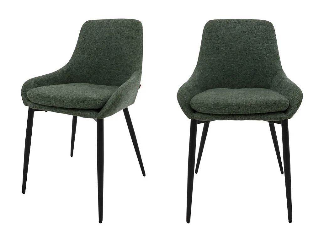 Liv - Lot de 2 chaises en tissu et métal - Vert sapin
