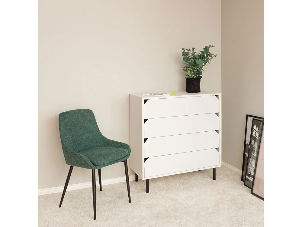 Liv - Lot de 2 chaises en tissu et métal - Vert sapin