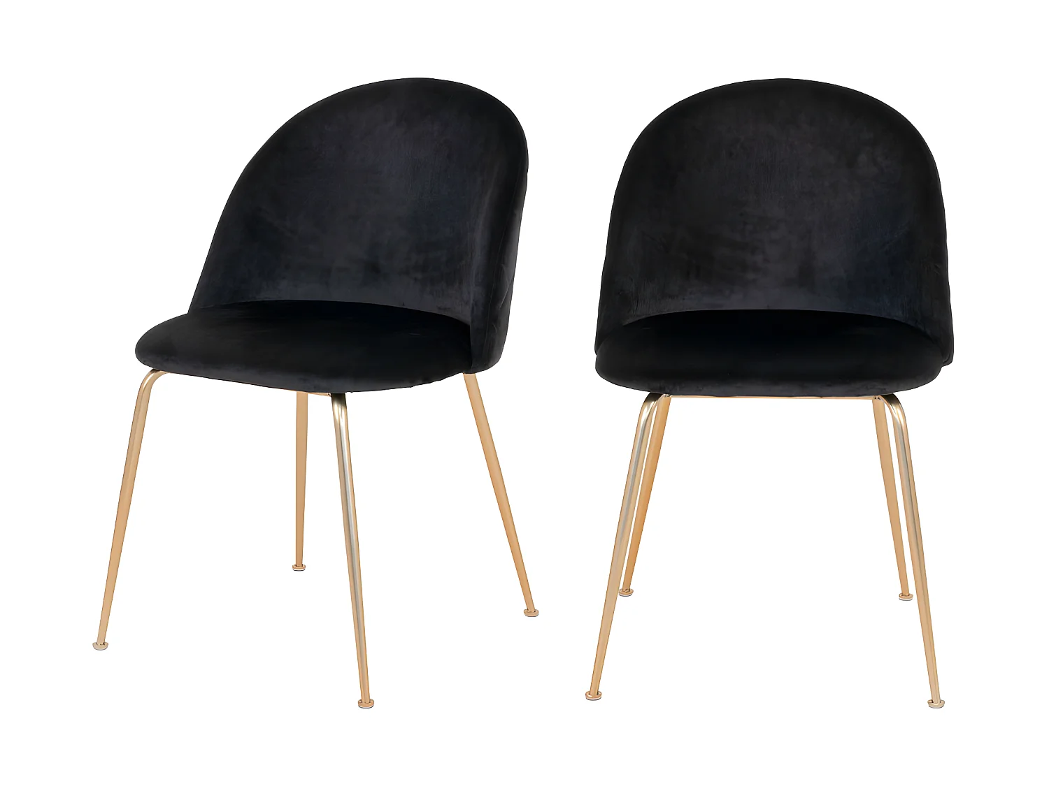 Geneve - Lot de 2 chaises en velours et pieds dorés - Noir