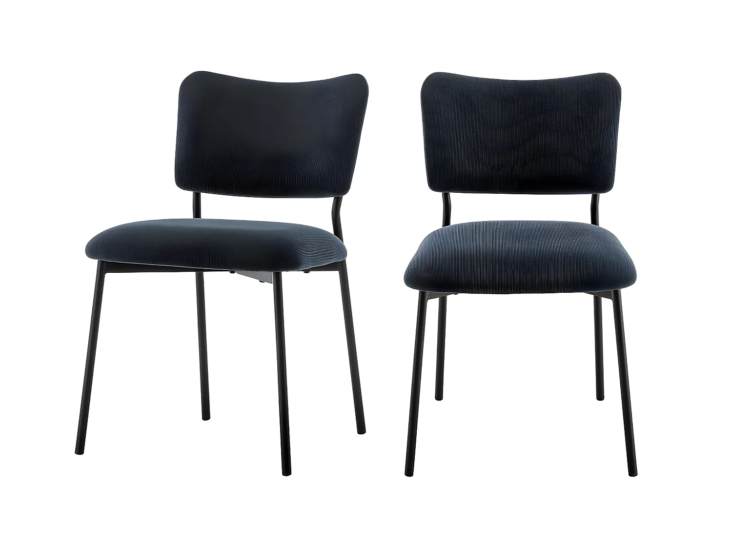 Vander - Lot de 2 chaises en velours côtelé et métal - Ardoise