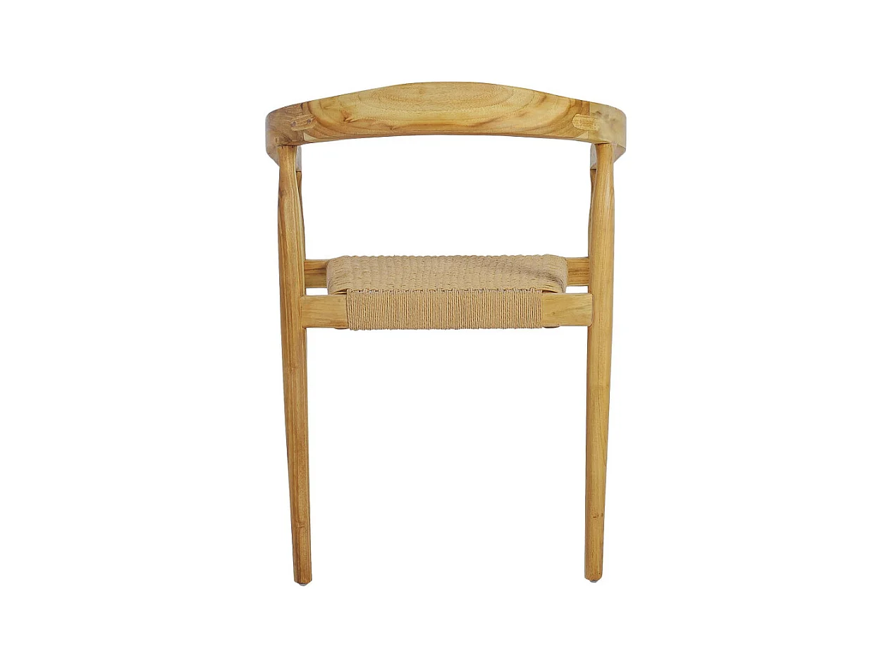 Buri - Lot de 2 fauteuils de table en teck et corde tressé - Bois clair