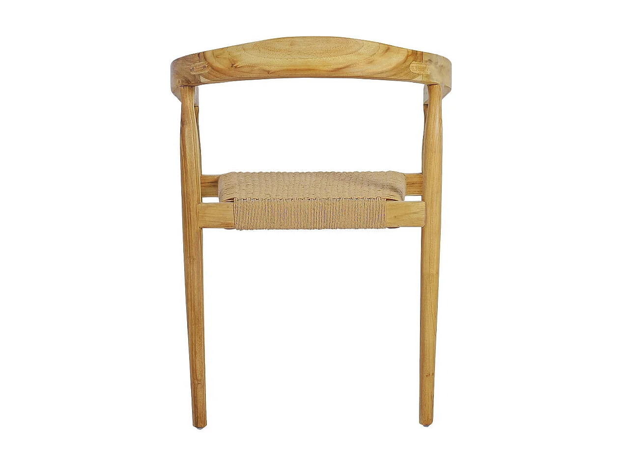 Buri - Lot de 2 fauteuils de table en teck et corde tressé - Bois clair