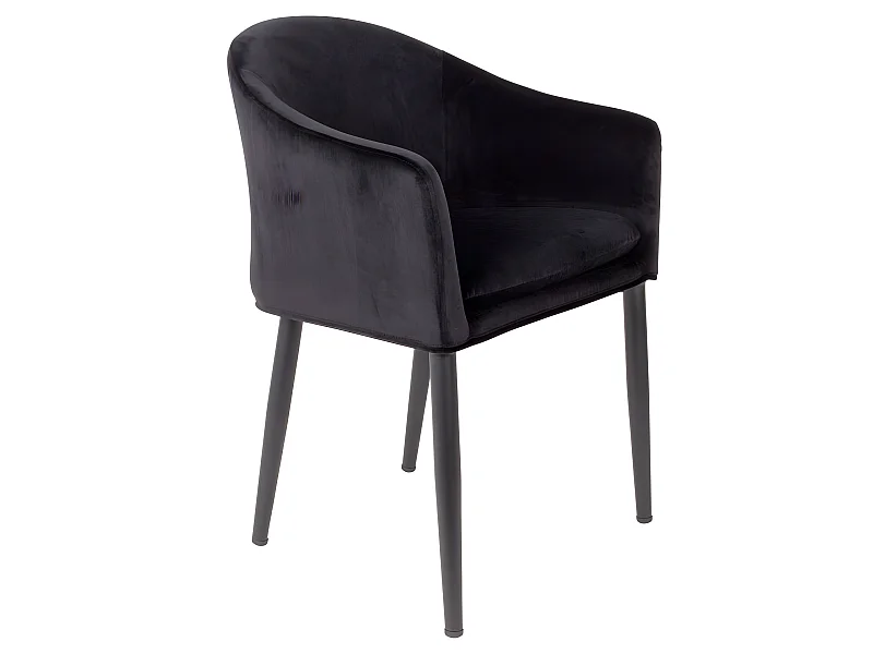 Catelyn - Fauteuil de table design en velours - Noir