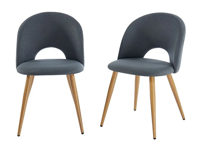 Lot de 2 chaises EUGENIE tissu gris pieds hêtre massif