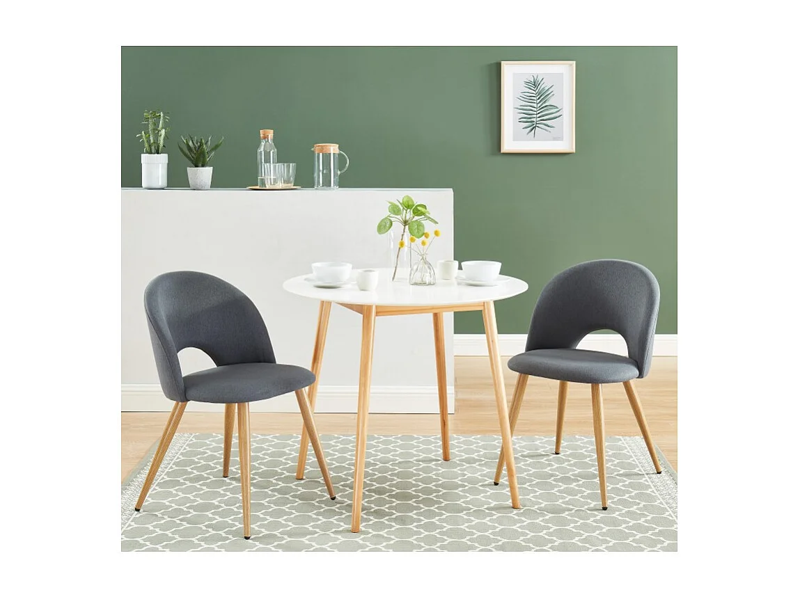 Lot de 2 chaises EUGENIE tissu gris pieds hêtre massif