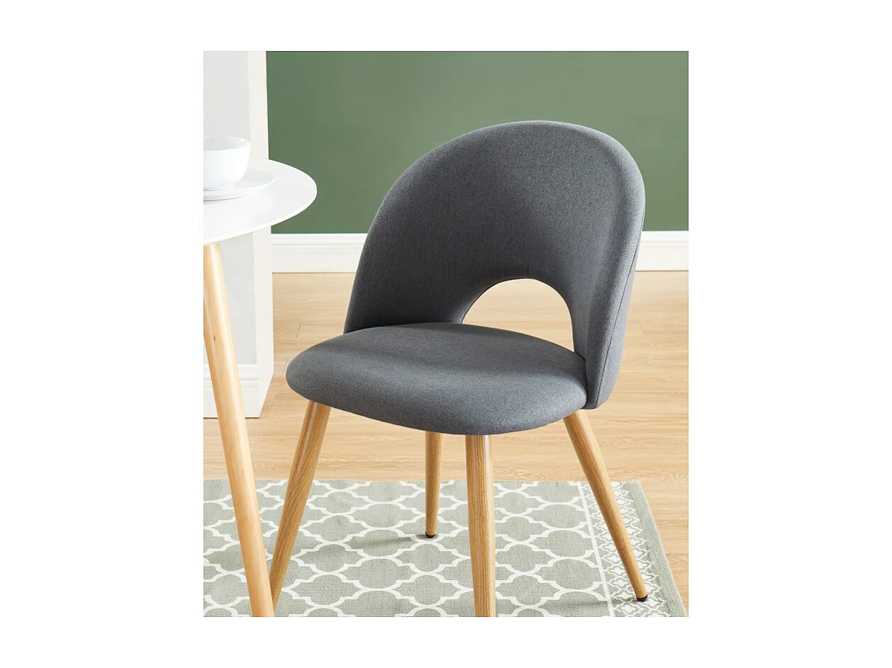 Lot de 2 chaises EUGENIE tissu gris pieds hêtre massif