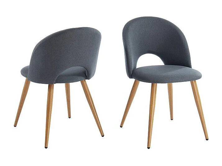 Lot de 2 chaises EUGENIE tissu gris pieds hêtre massif