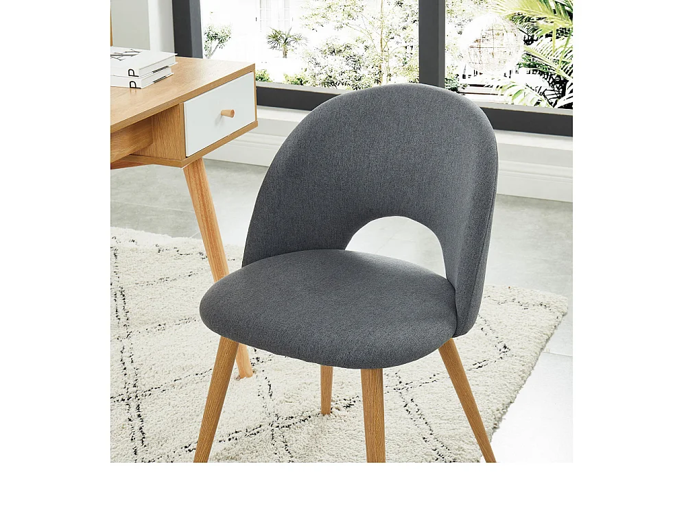 Lot de 2 chaises EUGENIE tissu gris pieds hêtre massif