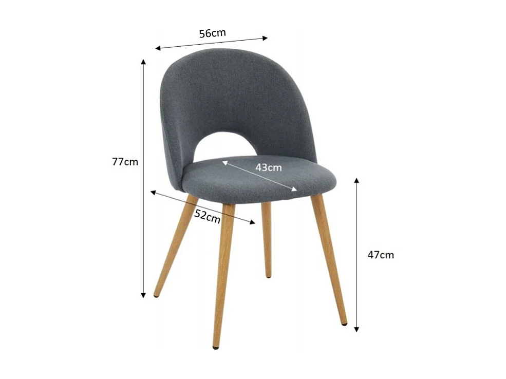 Lot de 2 chaises EUGENIE tissu gris pieds hêtre massif