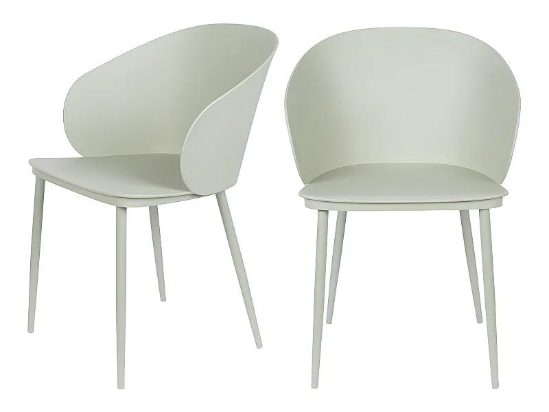 Gigi - Lot de 2 chaises en résine et métal - Vert d'eau