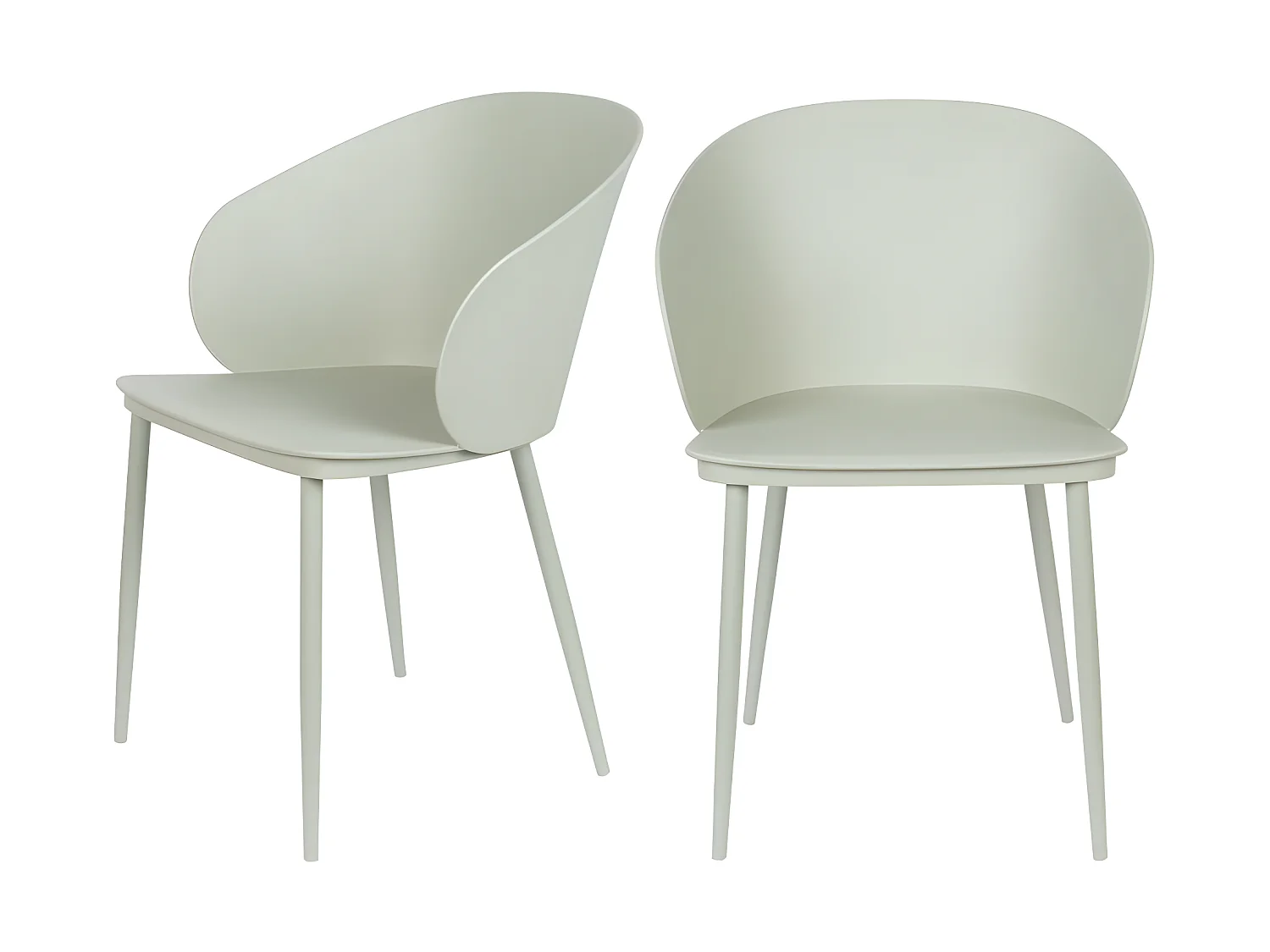 Gigi - Lot de 2 chaises en résine et métal - Vert d'eau